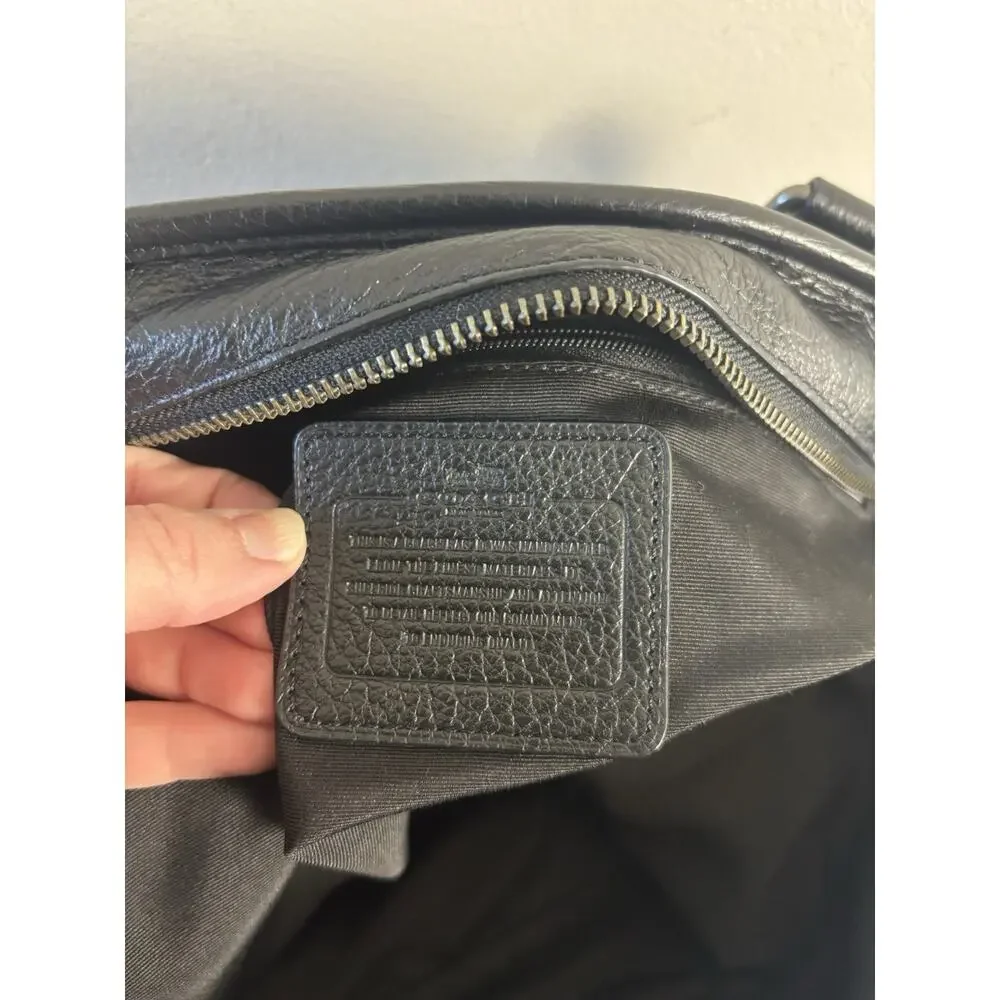 Coach Mickie Tote Black Pebbled Leather F34039 Shoulder Hobo Tote Gunmetal - Picture 10 of 12